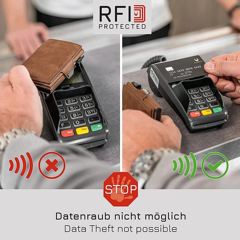 Pop-Up RFID-Geldbörse aus echtem Leder – Schlanker Schutz, müheloser Zugriff