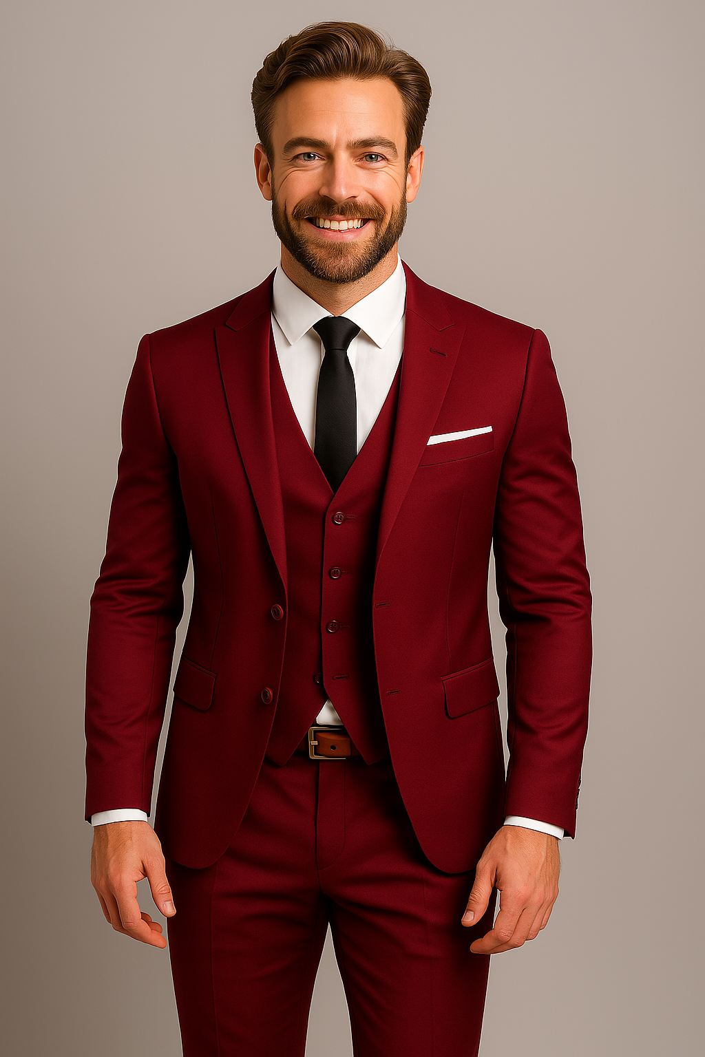 Herren 3-teiliger Slim Fit Anzug – Maßgeschneiderter Blazer, Weste und Hose für formelle Anlässe