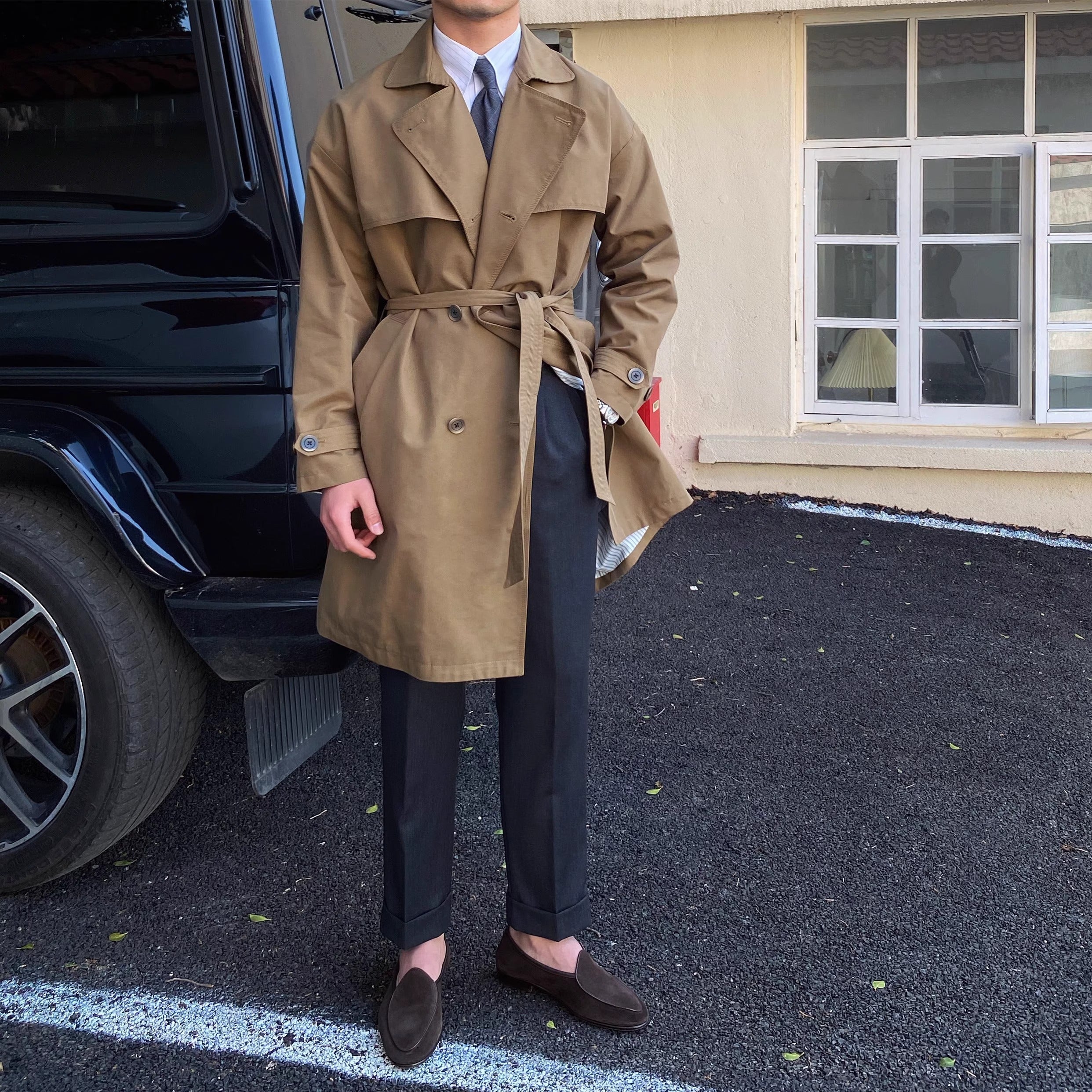 Stockholm Doppelreihiger Trenchcoat mit Gürtel
