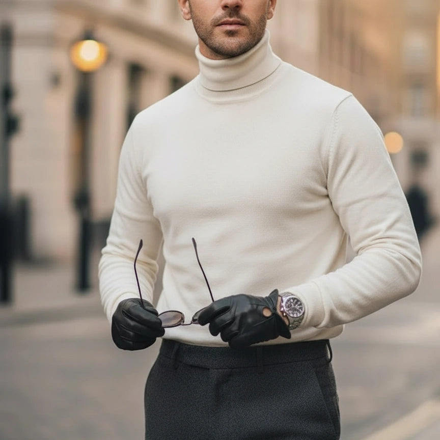 100% Merino Wool Turtleneck Sweater - Fayymont