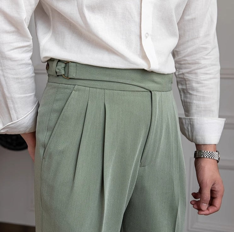 Portovenere Gurkha Hose mit Knopf und Falten