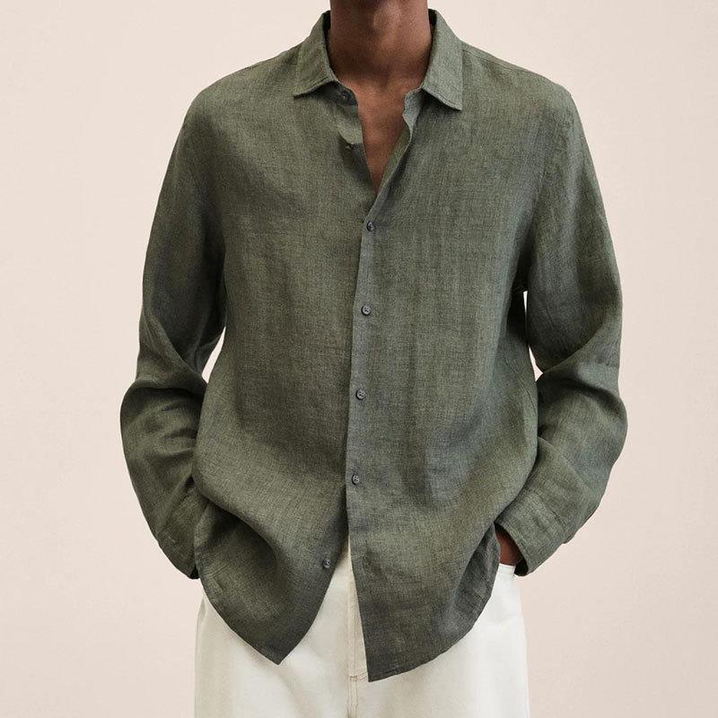 Herren Leinenhemd Eleganter Stil