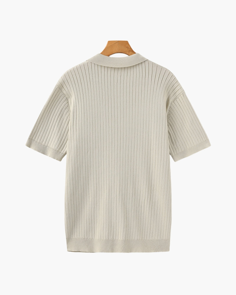 Gerippte Strick-Polo – Feine Merinowolle