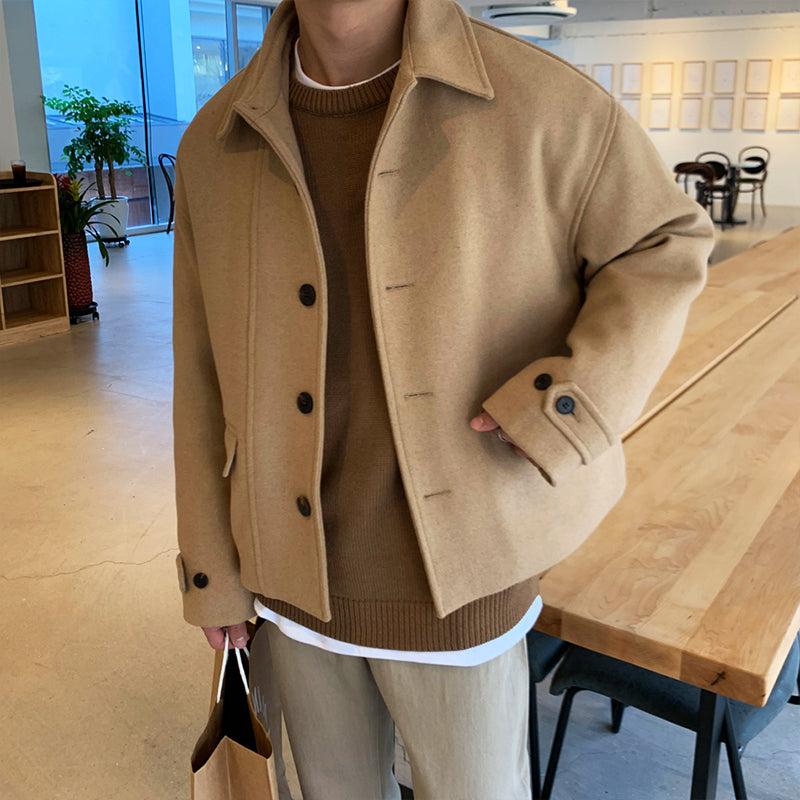 Khakifarbener Wollmantel Jacke