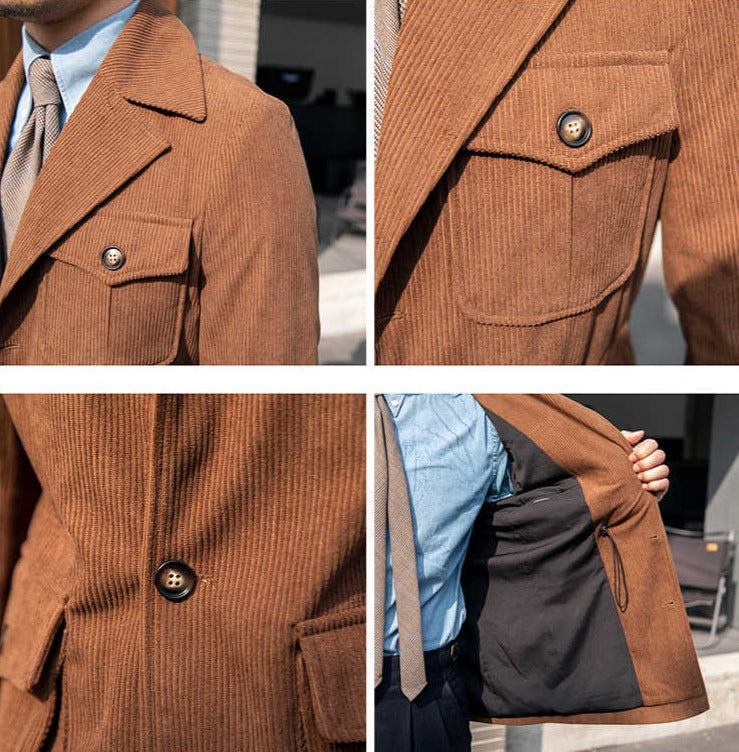 Oslo Corduroy Taillierte Safari-Jacke mit Reverskragen