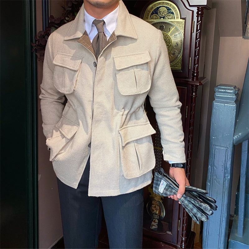 Gefütterte Hahnentritt-Wolljacke