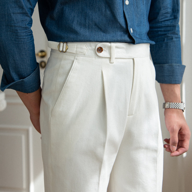 Baumwoll-Twill Antibes Gerade Passform Hose