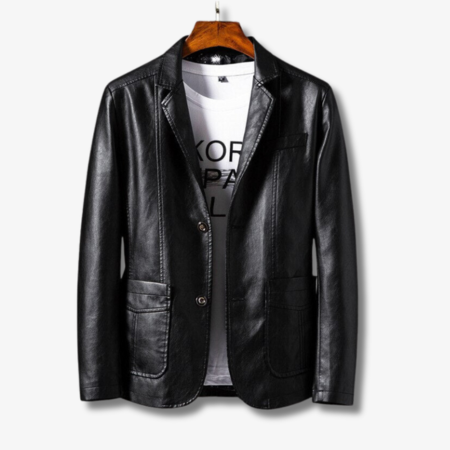 Stilvolle Herren-Lederjacke mit Stehkragen und Knopfverschluss
