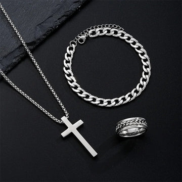 Black Titanium Steel Cross Pendant Necklace Minimalist Choker for Men & Women