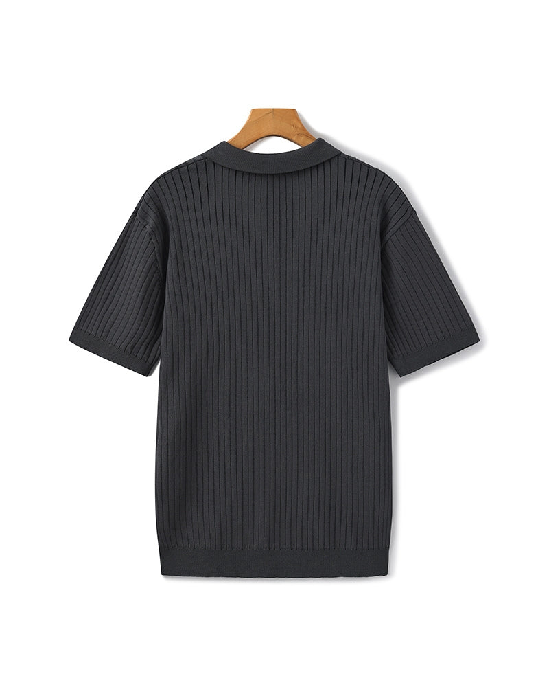 Gerippte Strick-Polo – Feine Merinowolle