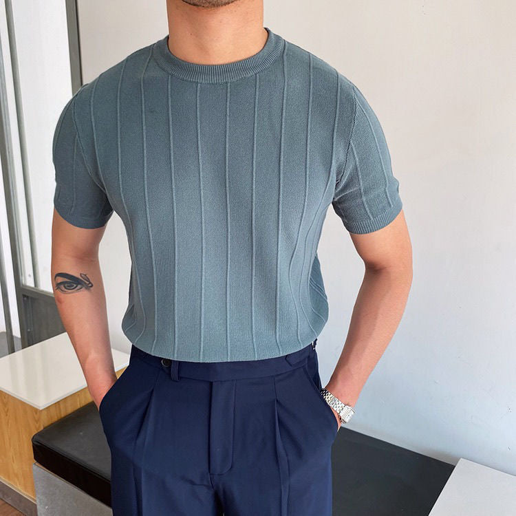 Faltenstreifen Klassisches Strick-T-Shirt