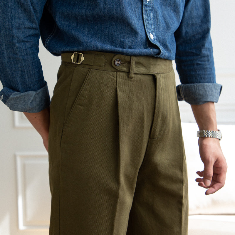 Baumwoll-Twill Antibes Gerade Passform Hose