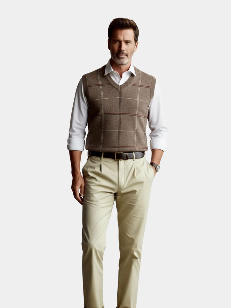 Academic Checkered Knit Vest - Fayymont Co