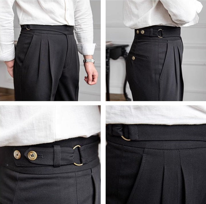 Portovenere Gurkha Hose mit Knopf und Falten