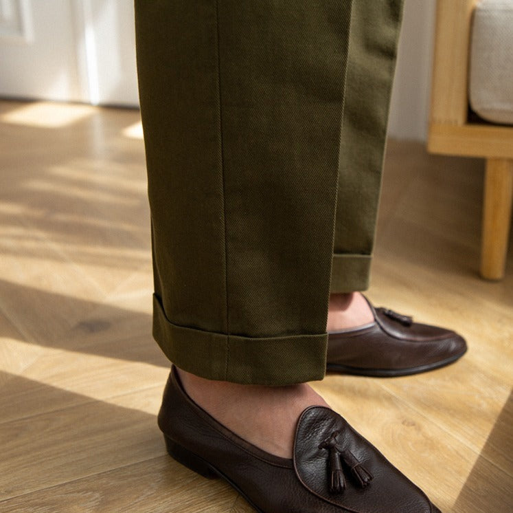 Baumwoll-Twill Antibes Gerade Passform Hose