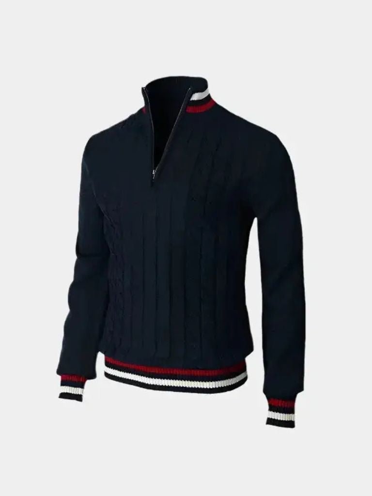 Wesentlicher Pullover mit halbem Reißverschluss und Rollkragen