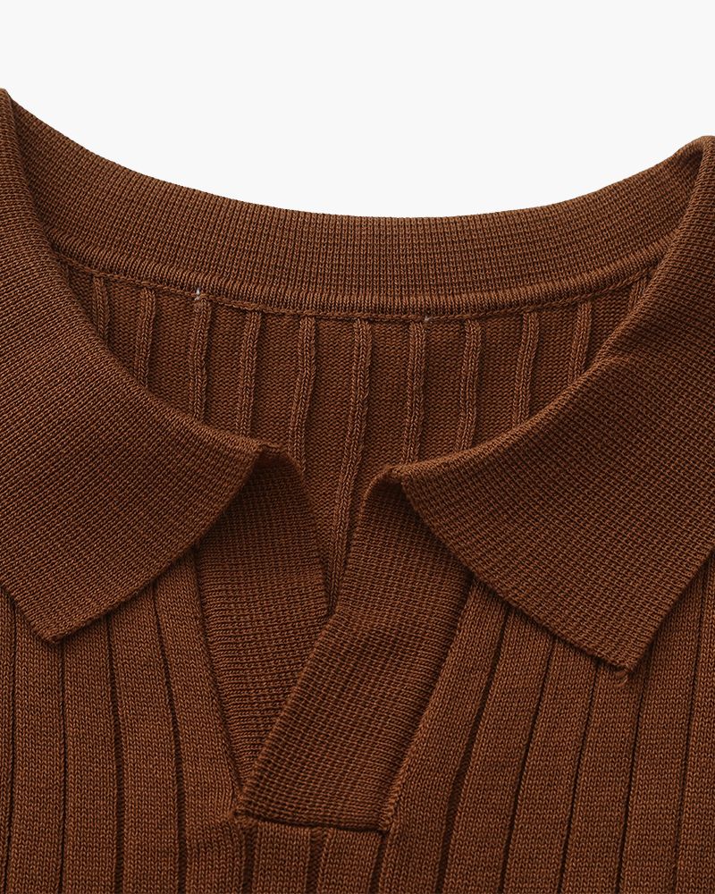Gerippte Strick-Polo – Feine Merinowolle