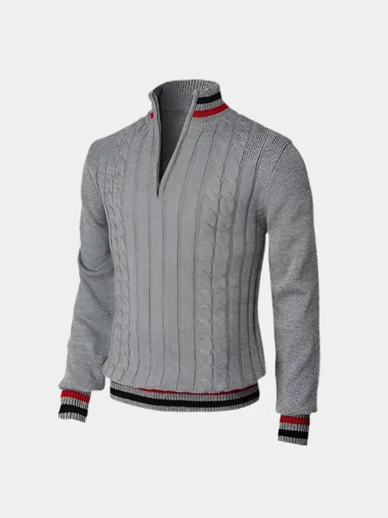 Wesentlicher Pullover mit halbem Reißverschluss und Rollkragen
