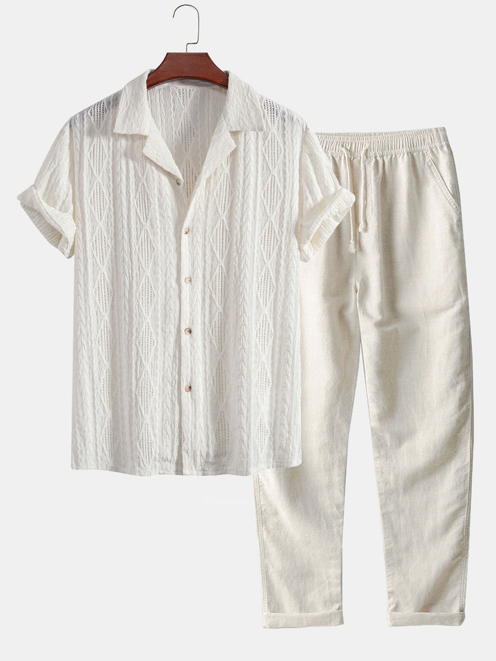 Chemise cubaine et pantalon en lin à jambe droite