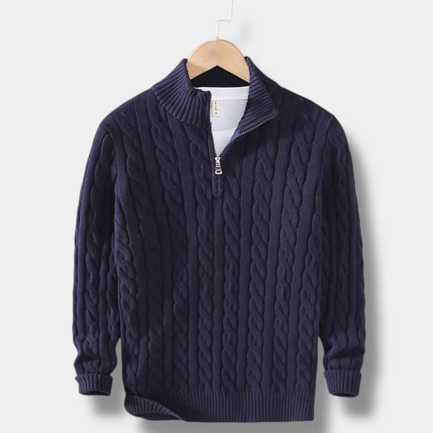 Old Money Jacquard Stehkragenpullover
