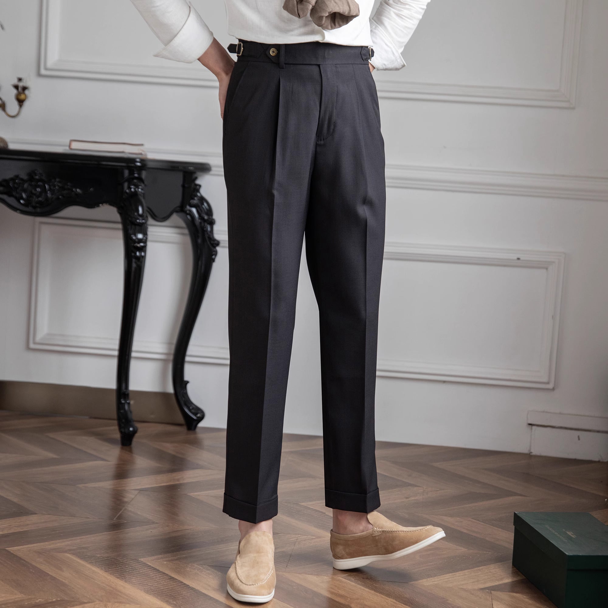 Antibes Gerade Passform Einfache Faltenhose
