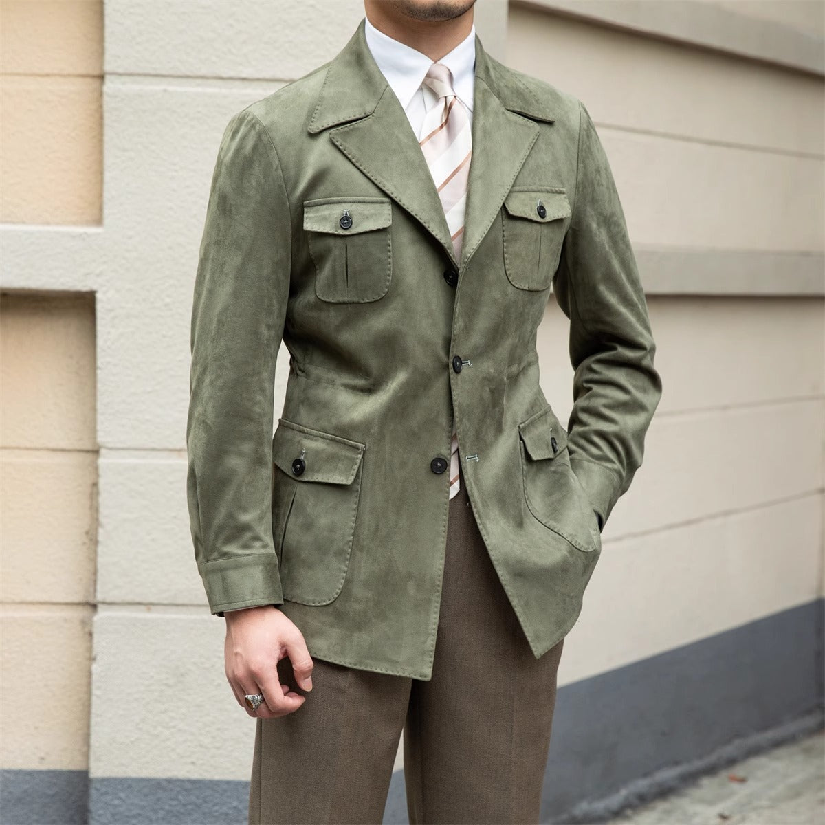 Jacke mit Anzugkragen aus Kunstwildleder Milan