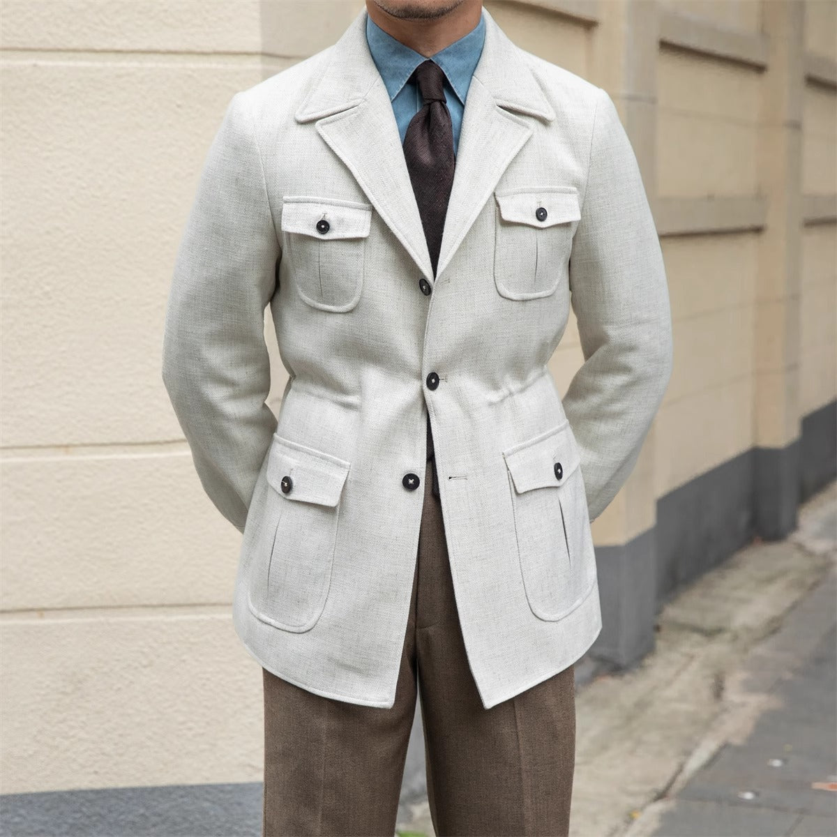 Mailand Anzugkragen Leinenmischung Jacke