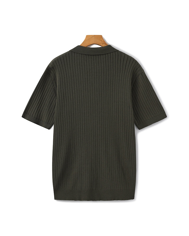 Gerippte Strick-Polo – Feine Merinowolle
