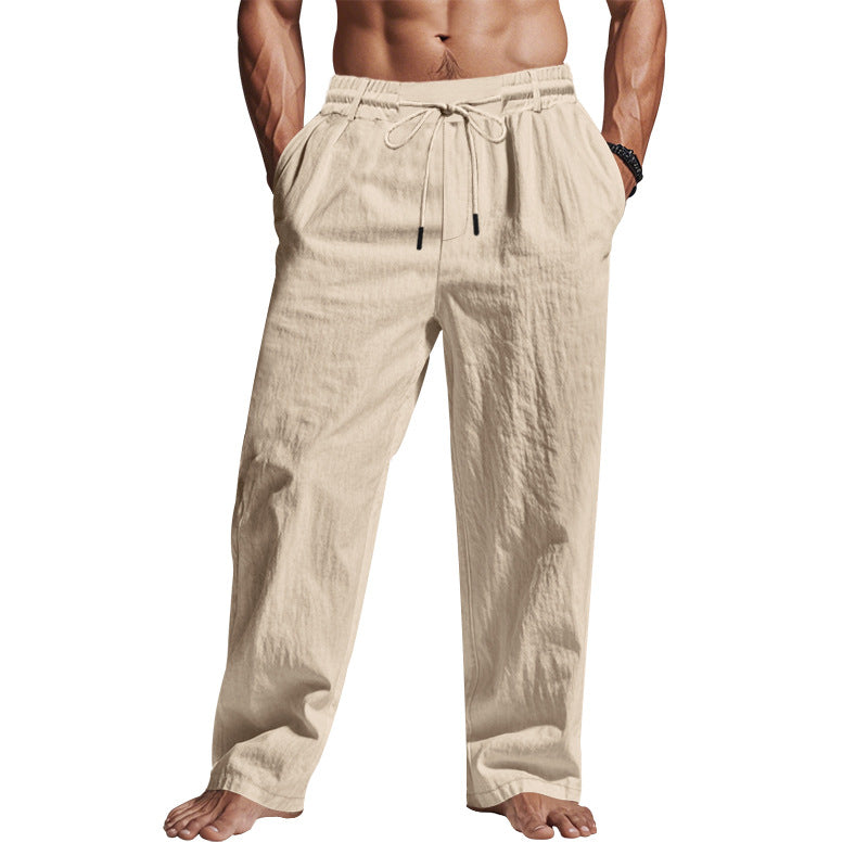 Pantalon en lin à cordon de serrage — longueur totale