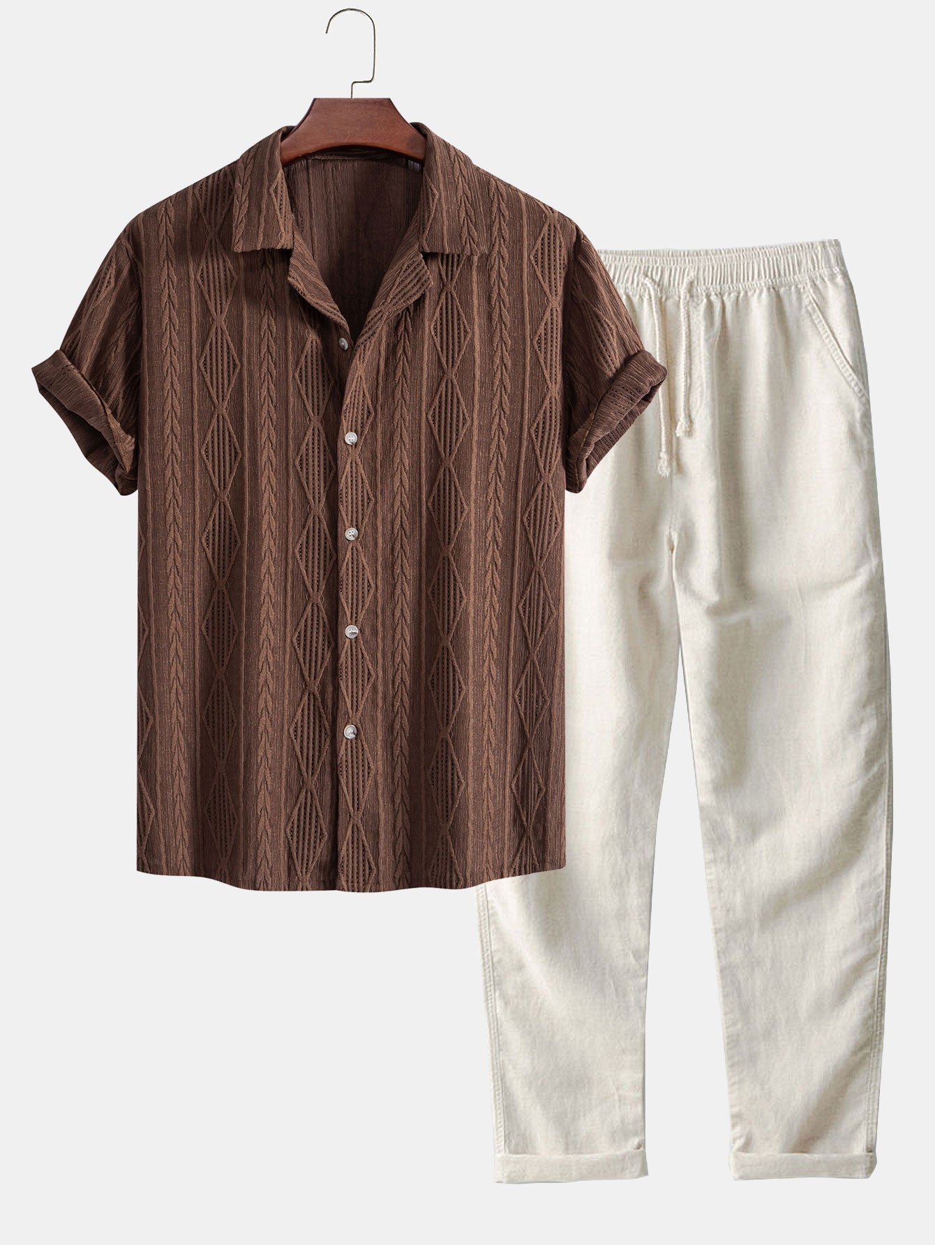 Chemise cubaine et pantalon en lin à jambe droite