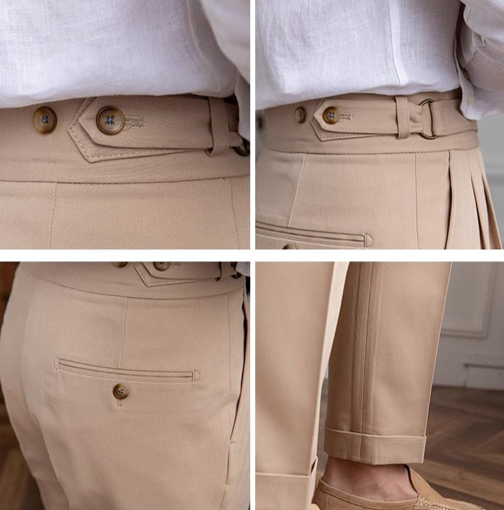 Portovenere Gurkha Hose mit Knopf und Falten