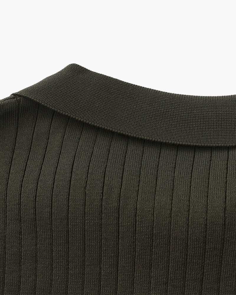 Gerippte Strick-Polo – Feine Merinowolle