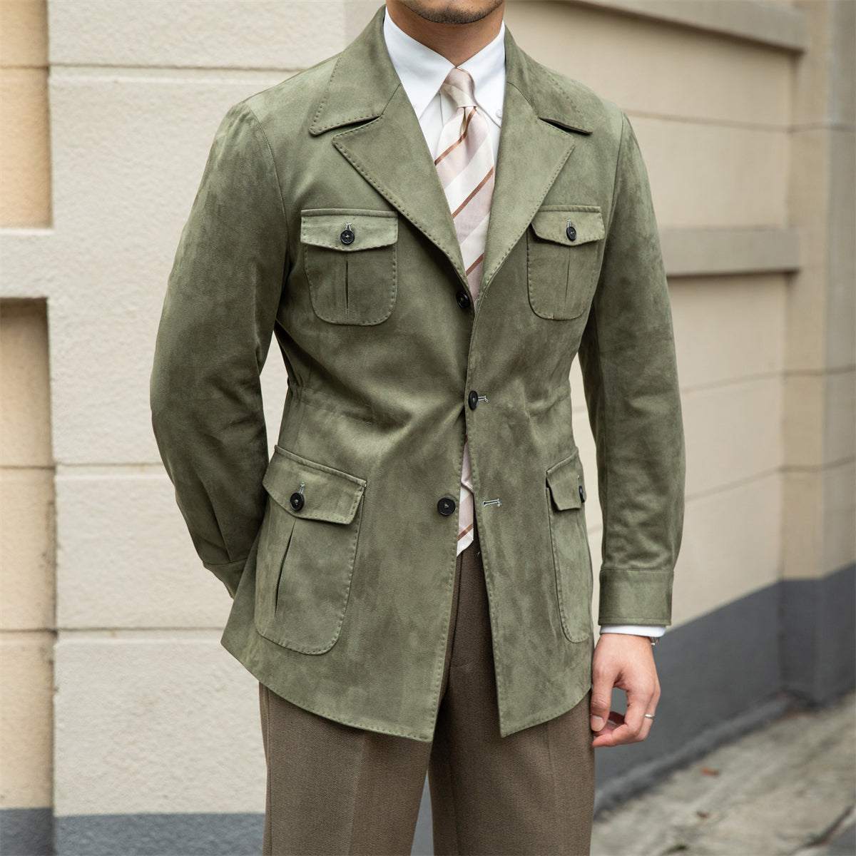 Jacke mit Anzugkragen aus Kunstwildleder Milan