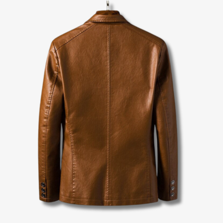 Stilvolle Herren-Lederjacke mit Stehkragen und Knopfverschluss