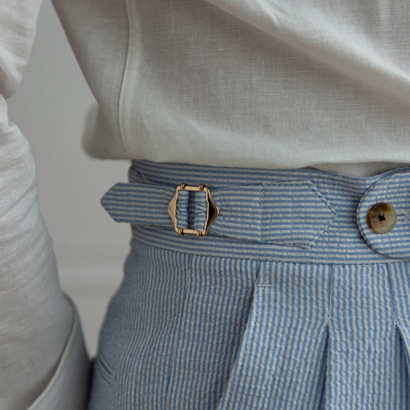 St. Tropez Seersucker luftige plissierte Hose