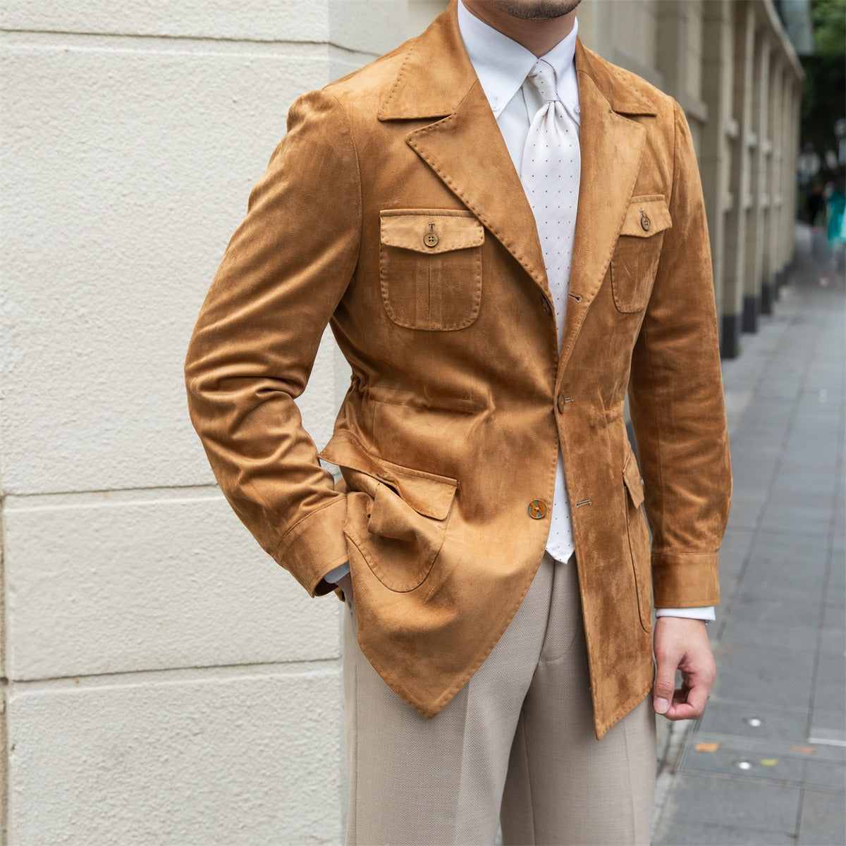 Jacke mit Anzugkragen aus Kunstwildleder Milan