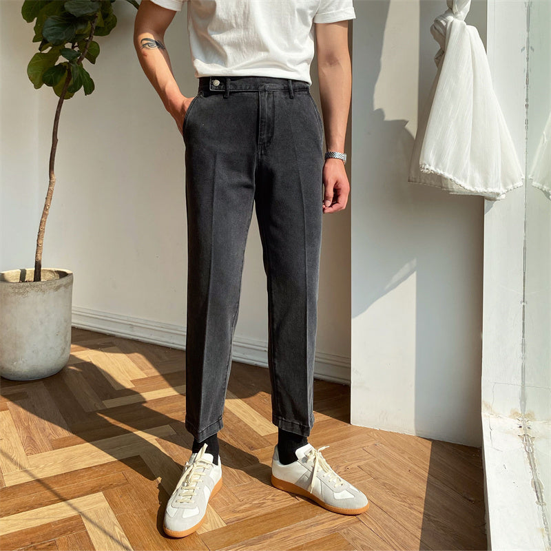 Einzeln plissierte Jeans aus Denim