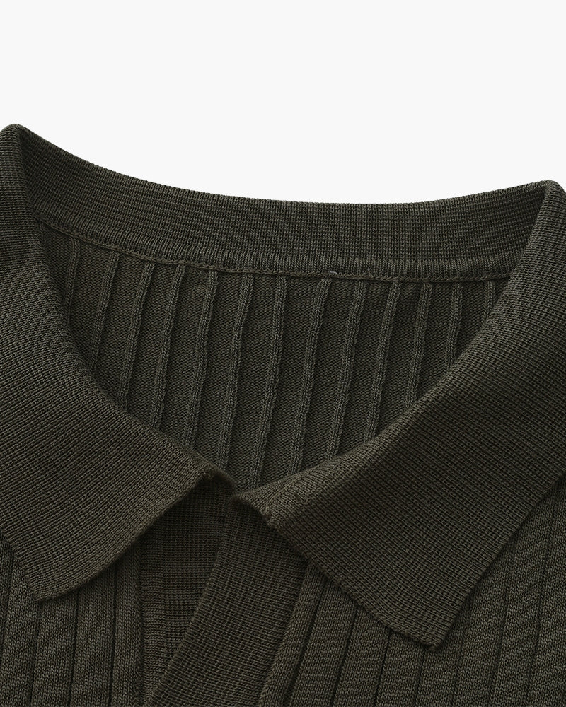 Gerippte Strick-Polo – Feine Merinowolle