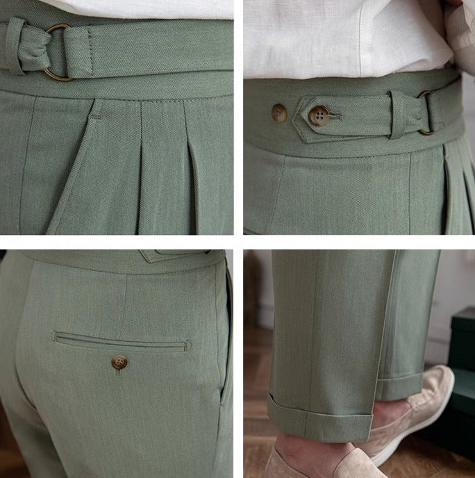 Portovenere Gurkha Hose mit Knopf und Falten
