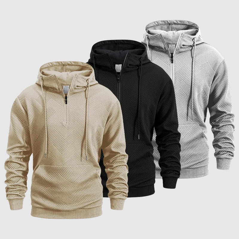QuarterZip Hoodie mit strukturiertem Muster