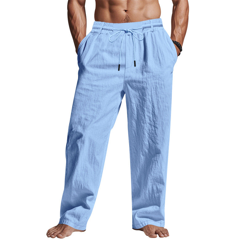 Pantalon en lin à cordon de serrage — longueur totale
