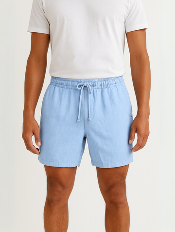 Linen Drawstring Shorts Blue for Men – Old Money Summer Style