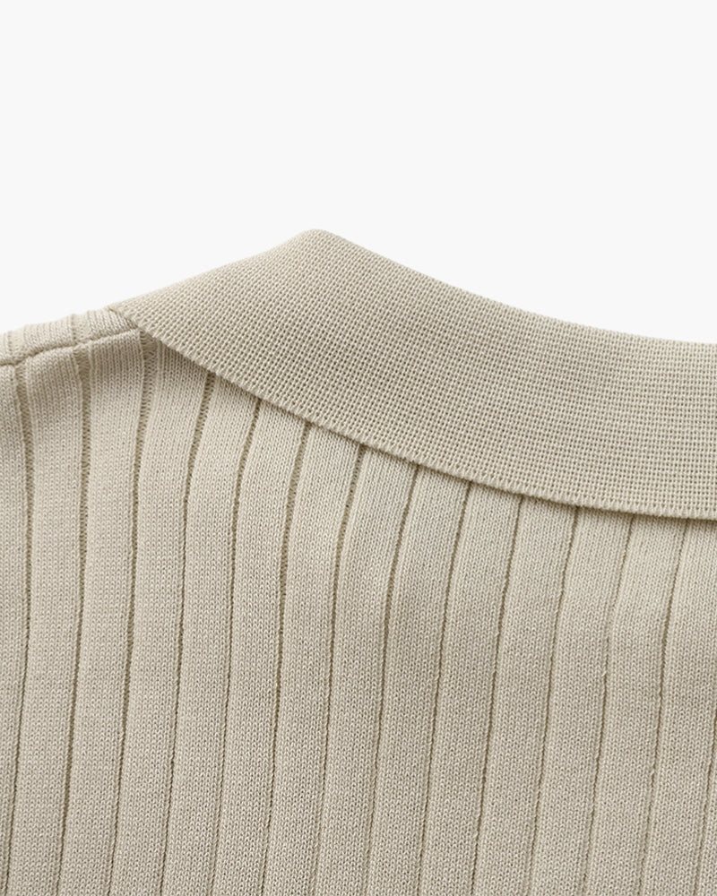 Gerippte Strick-Polo – Feine Merinowolle