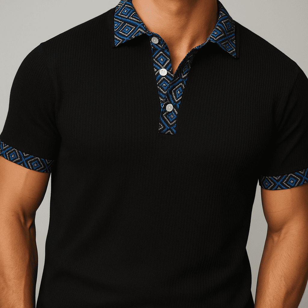 Kit Männer Soft Waffle Strick Sommer – Leichtes Passendes Polohemd & Shorts