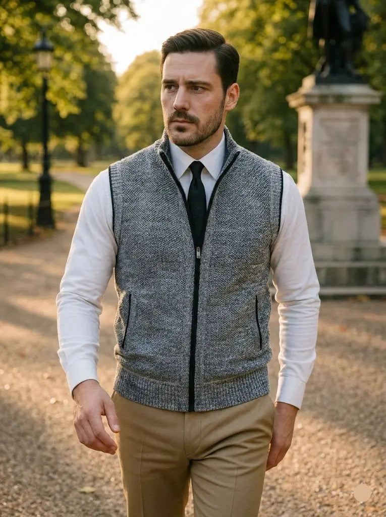 Elegante Strickweste mit durchgehendem Reißverschluss - Fayymont Co