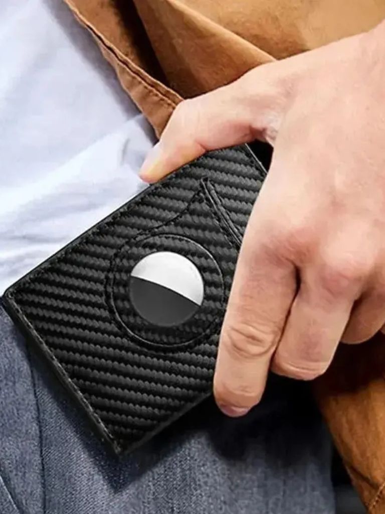 Carbon Fiber Wallet with Air Tag Holder RFID Blocking - Cross & Crown