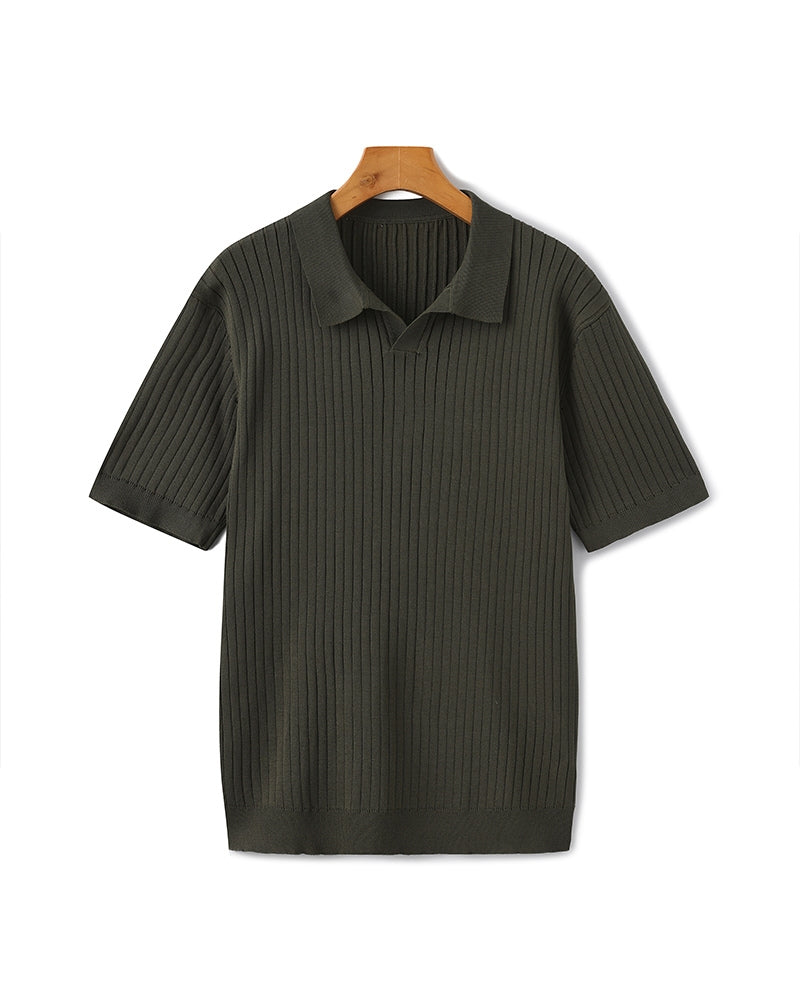 Gerippte Strick-Polo – Feine Merinowolle