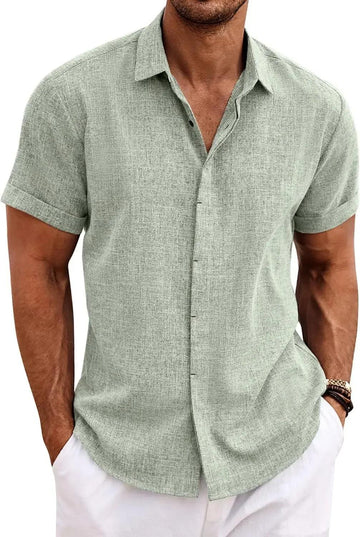 The Milo Short Sleeve Cotton-Linen Shirt | Lightweight Pullover for Casual Summer Comfort