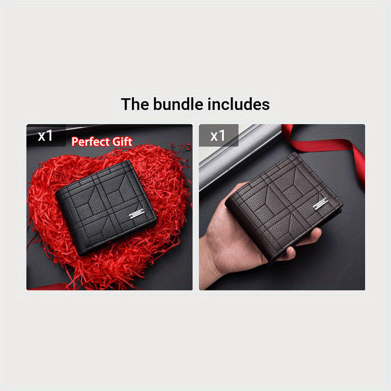 Herren PU-Leder Geldbörse mit großer Kapazität & mehreren Kartenfächern Perfektes Geschenk für ihn