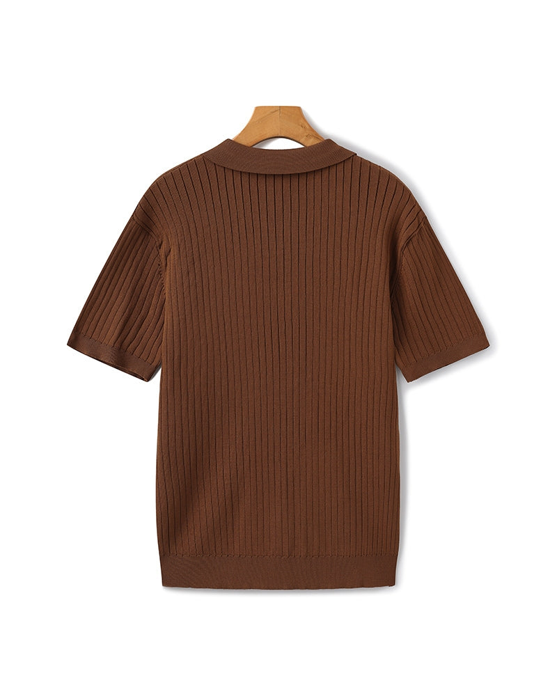 Gerippte Strick-Polo – Feine Merinowolle